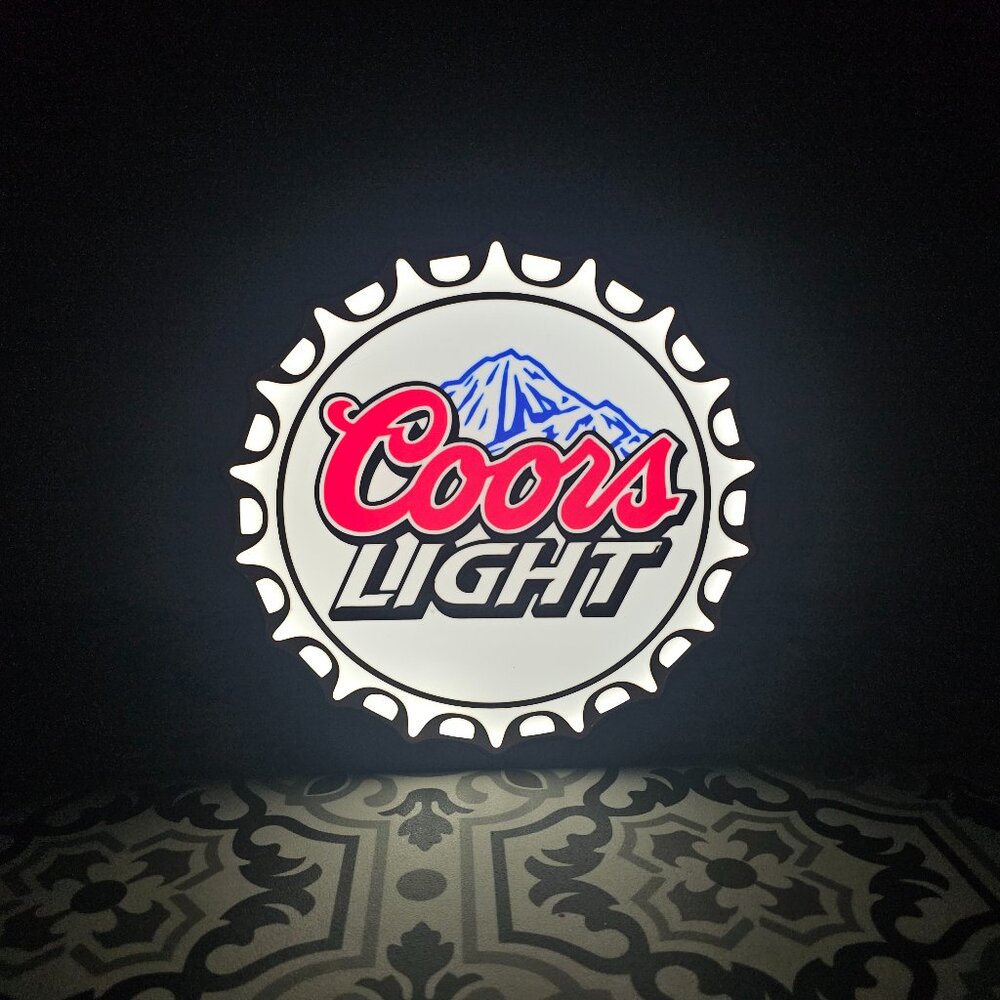 Coors Light Bottle Cap - LED Lightbox Sign with detachable stand